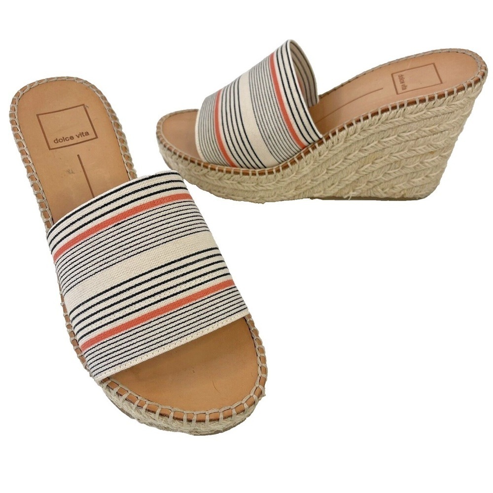 Dolce Vita Lada Espadrille Wedge Sandals Slip-on Elastic Stripe 🇺🇸 size 8